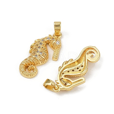 Brass Micro Pave Cubic Zirconia Pendants KK-C093-14G-1