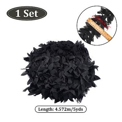 5 Yards Polyester Chiffon Leaf Lace Ribbon DIY-GA0007-32B-1