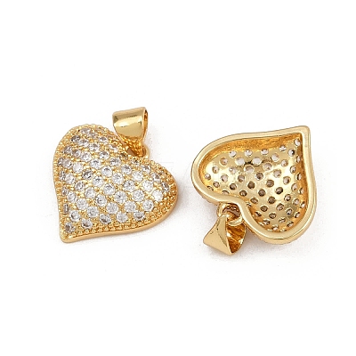 Brass Micro Pave Clear Cubic Zirconia Pendants ZIRC-I367-13G-04-1