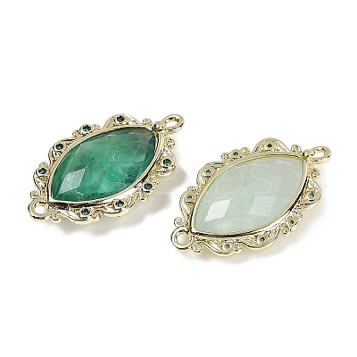 Natural Green Fluorite Faceted Horse Eye Links G-B126-02G-10-1