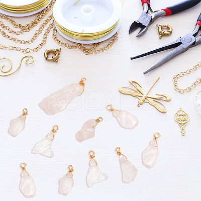 20Pcs Raw Rough Natural Rose Quartz Pendants G-HY0001-39-1