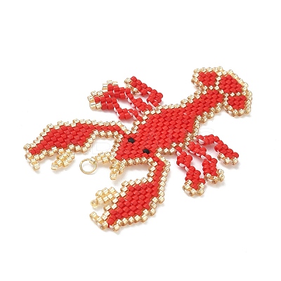 Beaded Crayfish Charms PALLOY-CJ00175-1
