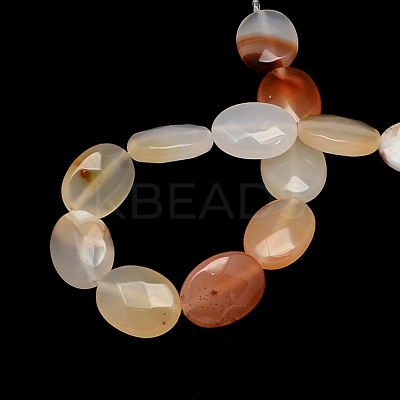 Faceted Oval Dyed Natural Red Agate Beads Strands G-R303-02-1