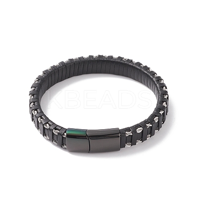 Leather Braided Cord Bracelets BJEW-E345-15-B-1