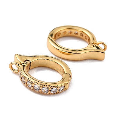 Brass Micro Pave Clear Cubic Zirconia Hoop Earring Findings LS-ZIRC-I054-10G-1
