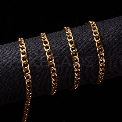 3.28 Feet PVD Vacuum Plating 304 Stainless Steel Cuban Link Chains X-CHS-G010-02G-1
