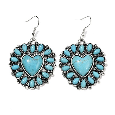 Alloy Synthetic Turquoise Dangle Earrings for Women LS-EJEW-U053-11AS-1
