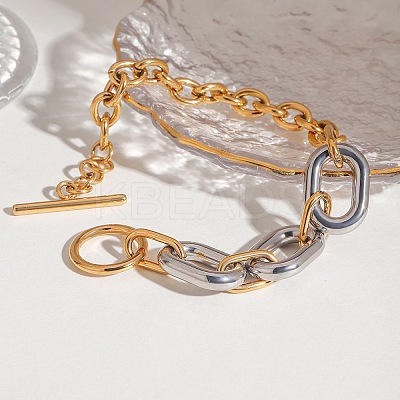 304 Stainless Steel Cable Chain Bracelets for Women BJEW-K279-01GP-1