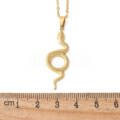 304 Stainless Steel Snake Pendant Necklaces for Women Men LS-NJEW-Z063-03G-03-1