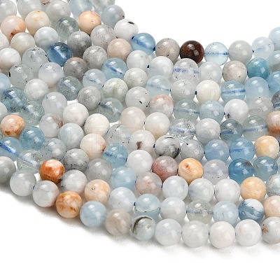 Natural Aquamarine Beads Strands G-F591-29A-6mm-04-1