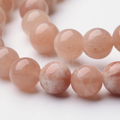 Natural Sunstone Round Bead Strands G-F262-01-1