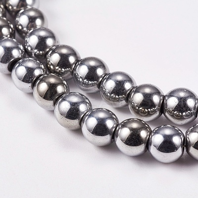 Electroplate Non-magnetic Synthetic Hematite Beads Strands G-J169A-6mm-02-1
