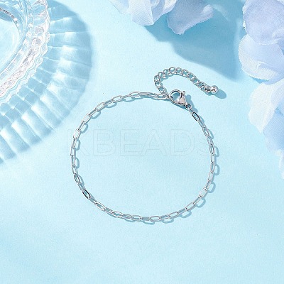 304 Stainless Steel Paperclip Chain Bracelets for Women BJEW-JB12535-1