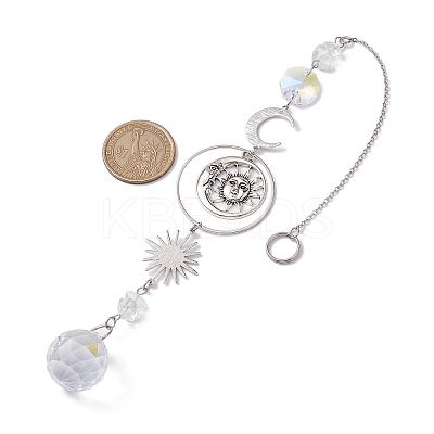 Natural Quartz Crystal Chip Hanging Ornaments HJEW-JM01838-1