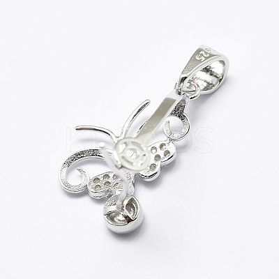 Anti-Tarnish Rhodium Plated 925 Sterling Silver Micro Pave Cubic Zirconia Pendant Bails X-STER-P034-56P-1