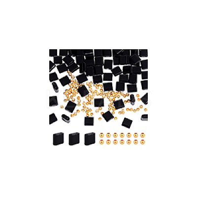 1 Strand Rectangle Natural Black Onyx(Dyed & Heated) Beads Strands G-NB0005-54B-1