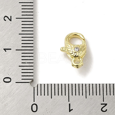 Brass Micro Pave Clear Cubic Zirconia Lobster Claw Clasps KK-K371-11B-G-1