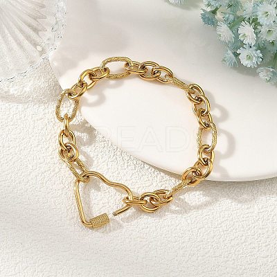 304 Stainless Steel Figaro Chain Bracelets for Women BJEW-JB14205-1