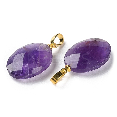 Natural Amethyst Pendants G-E603-03G-02-1