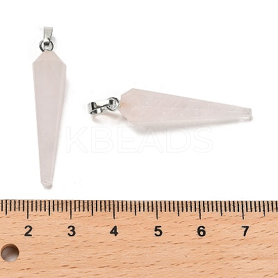 Natural Rose Quartz Pointed Pendants G-D089-01P-06-1
