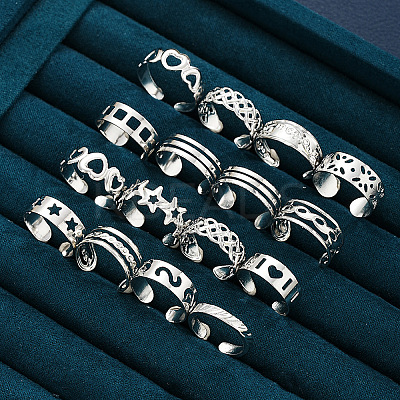 16Pcs 16 Styles Heart Star Alloy Cuff Toe Ring Sets FS-WG5F0D5-01-1