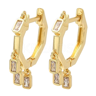 Cubic Zirconia Rectangle Dangle Hoop Earrings EJEW-Z019-03D-G-1