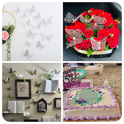 96Pcs 8 Styles PET 3D Butterfly Wall Stickers DIY-TA0013-12B-1