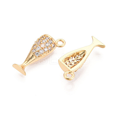 Brass Pave Clear Cubic Zirconia Pendants KK-T074-101G-1