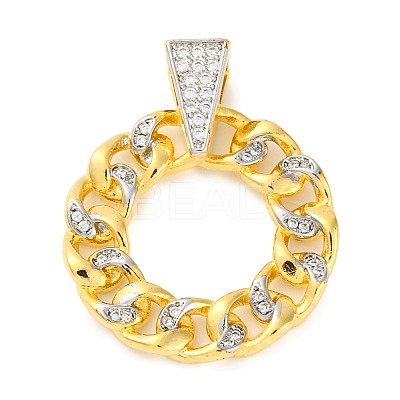 Rack Plating Brass Micro Pave Cubic Zirconia Pendants KK-M021-08G-02-1