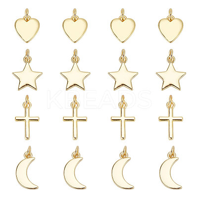 16Pcs 4 Style Brass Pendants Sets KK-BC0011-25-1