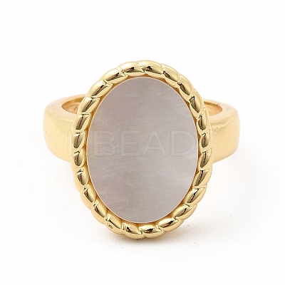 Natural Shell Oval Open Cuff Ring KK-A180-48G-1