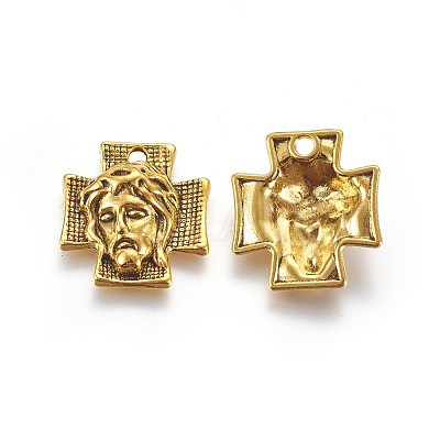 Tibetan Style Alloy Cross with Jesus Alloy Pendants for Easter Jewelry LS-GLF10674Y-NF-1