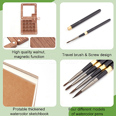 Portable Watercolor Supplies Set AJEW-PH0011-28-1