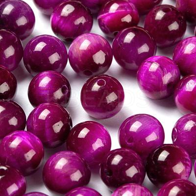 100Pcs 8mm Dyed & Heated Natural Rose Tiger Eye Round Beads DIY-LS0002-66-1