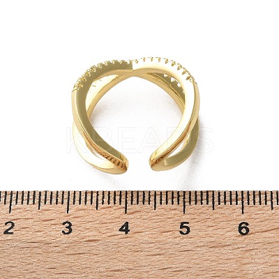 Adjustable Brass Micro Pave Clear Cubic Zirconia Cuff Rings RJEW-F101-17G-1