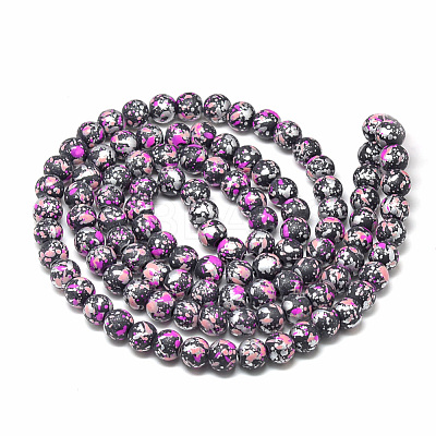 Baking Painted Glass Beads Strands X-DGLA-S115-8mm-K23-1