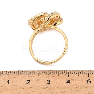 Flower Brass Micro Pave Cubic Zirconia Cup Peg Ring Settings for Half-drilled Beads KK-NH0009-05G-1