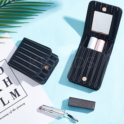 PU Leather Lipstick Case with Mirror CON-WH0088-51B-1