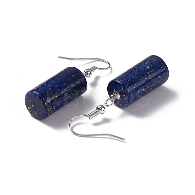 Natural Sodalite Cylindrical Dangle Earrings EJEW-D188-01P-06-1