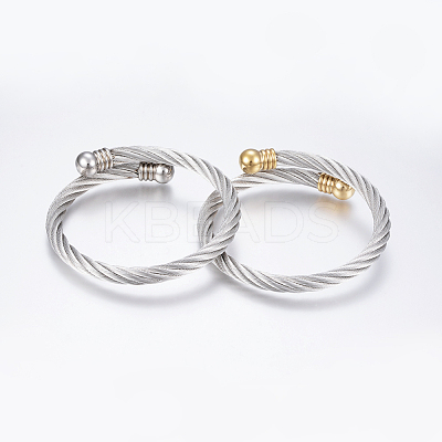 304 Stainless Steel Torque Bangles BJEW-G584-18-1