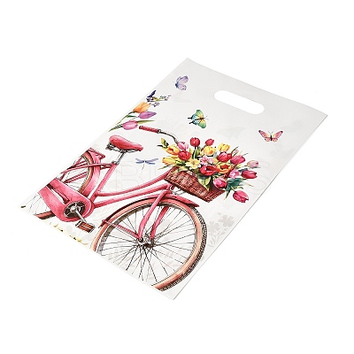 50Pcs 2 Styles Floral Bike Printed Plastic Gift Storage Tote Bags PL-CBAAD12-07-1