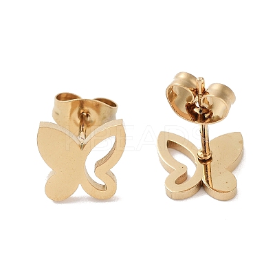 PVD Vacuum Plating 304 Stainless Steel Stud Earrings for Women EJEW-A048-48F-G-1