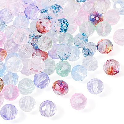 90Pcs 9 Colors Baking Paint Transparent Glass Beads GLAA-TA0003-33-1