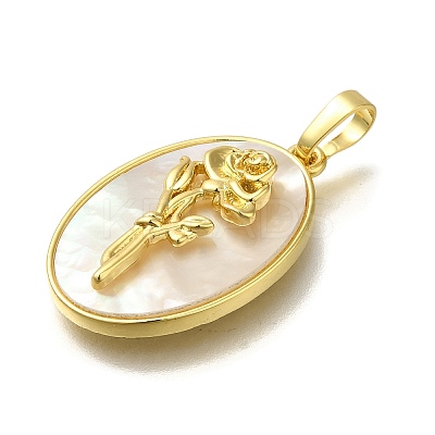 Brass Pave Shell Birth Flower Pendants FIND-I040-04A-1