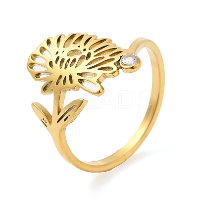 304 Stainless Steel with  Cubic Zirconia Adjustable Rings RJEW-K245-48F-G-1