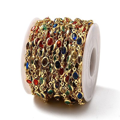 Brass Glass Oval Link Chains CHC-R001-02G-02-1