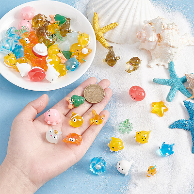 51Pcs 17 Styles Marine Animal Theme Resin Display Decorations CRES-GA0001-12-1