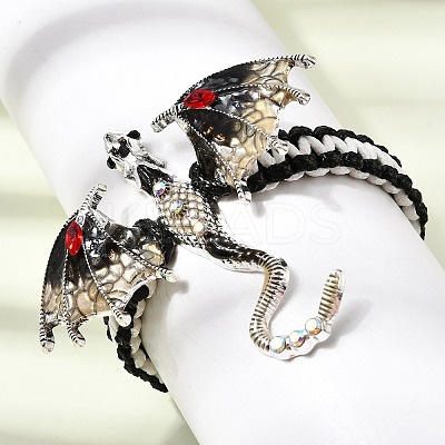 Pterosaur Alloy Enamel & Rhinestones Link Bracelets BJEW-A165-01B-1