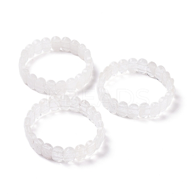 Natural Quartz Crystal Oval Beaded Stretch Bracelet G-E010-01P-1