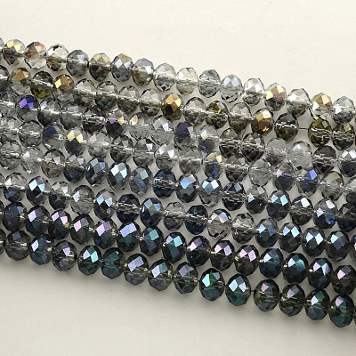 Electroplate Faceted Rondelle Glass Bead Strands EGLA-S096-8mm-M-1